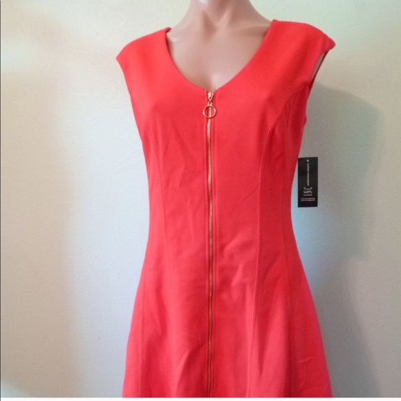 INC Red Zip Up Fit & Flare Dress Women’s Size S - Picture 2 of 7